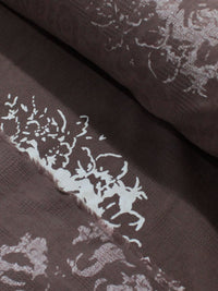 Tecido Jacquard Fino Flores Marrom