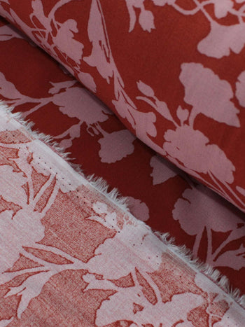 Tecido Viscose Estampa Floral Rosa e Terracota