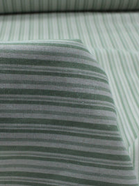 Tecido Linho Misto Listras Duplas Verde e Creme