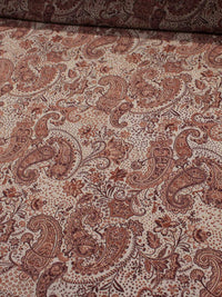 Tecido Viscose Texturizada Estampa Paisley Tons Terrosos