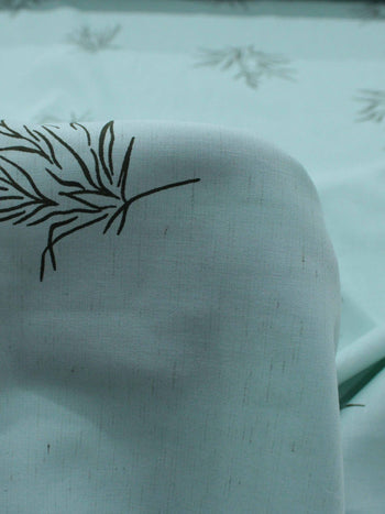 Tecido Linho Misto Camisaria Folhagens Tons de Verde