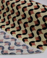 Tecido Viscose Texturizada Poá Estampado Preto, Creme e Castanho