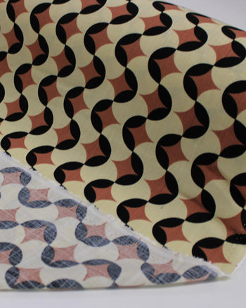 Tecido Viscose Texturizada Poá Estampado Preto, Creme e Castanho