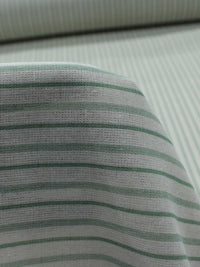 Tecido Linho Misto Micro Listras Verde e Cru
