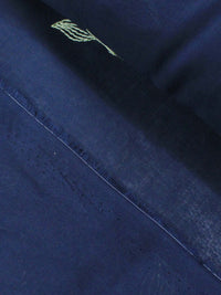 Tecido Cambraia de Algodão Bordada Micro Folha Offwhite e Azul Marinho