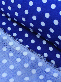 Tecido Viscose Poá Branco e Azul