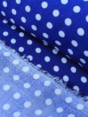 Tecido Viscose Poá Branco e Azul