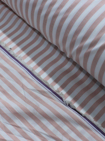 Tecido Tricoline Mista com Elastano Listras Rosé e Branco