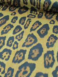 Tecido Crepe Acetinado com Elastano Macro Animal Print Preto e Amarelo