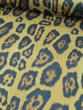 Tecido Crepe Acetinado com Elastano Macro Animal Print Preto e Amarelo
