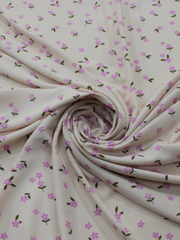 Tecido Viscose Texturizada Flores Verde Rosa e Nude