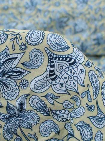 Tecido Tricoline Estampa Boho Azul Cobalto e Bege