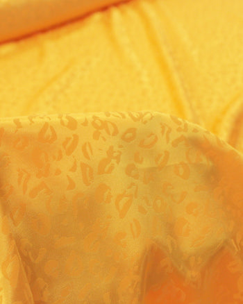 Tecido Cetim Brocado Animal Print Amarelo