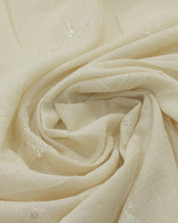 Tecido Crepe de Algodão Bordado Bege