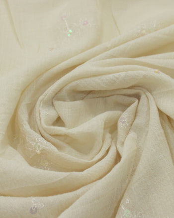 Tecido Crepe de Algodão Bordado Bege
