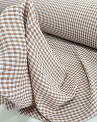 Tecido Crepe de Alfaiataria Quadriculado Branco e Caramelo