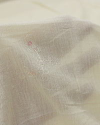 Tecido Crepe de Algodão Bordado Bege