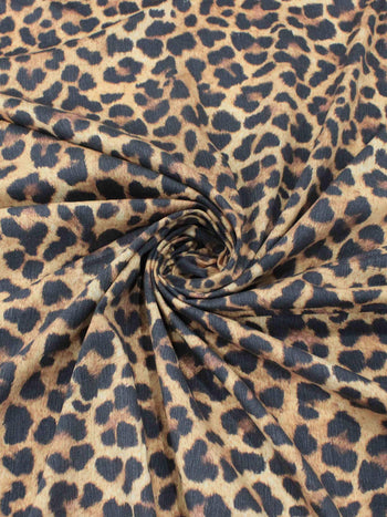 Tecido Crepe Casca de Árvore Animal Print Onça