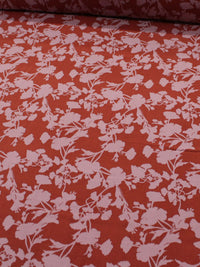 Tecido Viscose Estampa Floral Rosa e Terracota