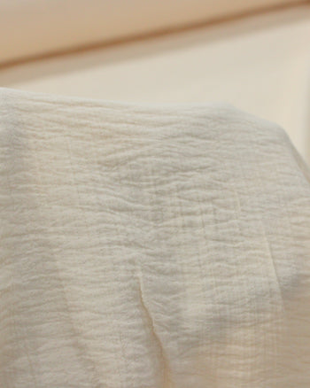 Tecido Crepe de Viscose Enrugado Creme