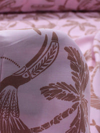 Tecido Viscose Texturizada Estampa Selva Marrom e Rosa