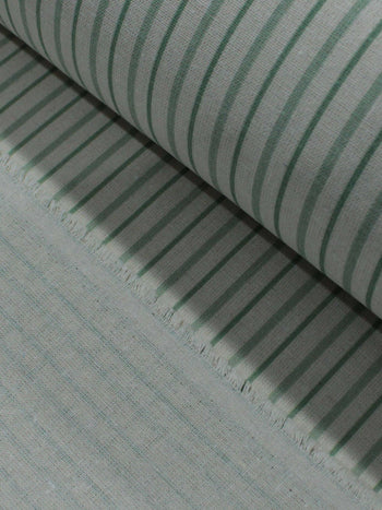 Tecido Linho Misto Micro Listras Verde e Cru