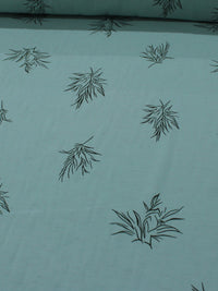 Tecido Linho Misto Camisaria Folhagens Tons de Verde