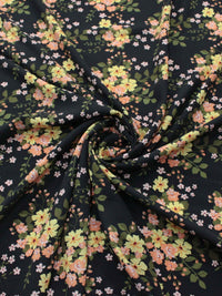 Tecido Viscose Estampa Floral Amarelo Verde e Preto