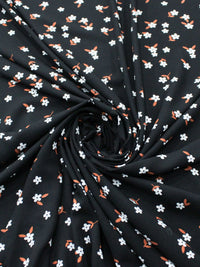 Tecido Viscose Flores Marrom Branco e Preto