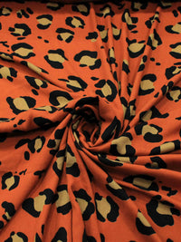 Tecido Crepe de Viscose Barrado Correntes e Animal Print Laranja