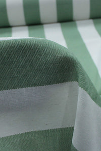 Tecido Linho Misto Macro Listras Verde Menta e Cru