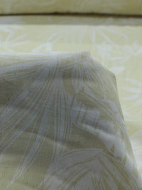 Tecido Linho Misto Camisaria Folhagens Amarelo Claro