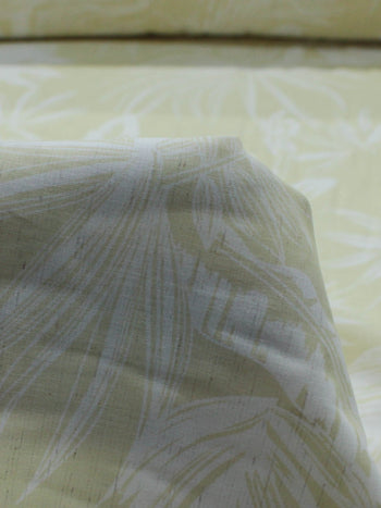 Tecido Linho Misto Camisaria Folhagens Amarelo Claro