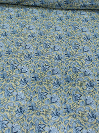 Tecido Tricoline Estampa Boho Azul Cobalto e Bege