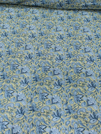 Tecido Tricoline Estampa Boho Azul Cobalto e Bege