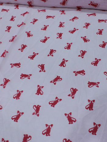 Tecido Crepe Chiffon Bulldog Rosa e Branco