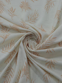 Tecido Linho Misto Camisaria Folhagens Coral e Cru