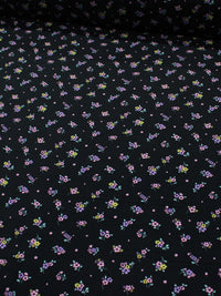 Tecido Viscose Micro Flores Rosa Amarelo e Preto