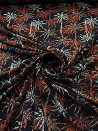 Tecido Viscose Palmeiras Branco Laranja e Preto