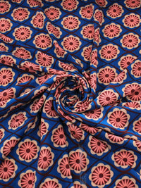 Tecido Viscose Floral Geométrico e Barrado Listrado Bordô e Azul