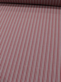 Tecido Linho Misto Listras Duplas Vermelho e Creme