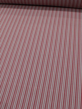 Tecido Linho Misto Listras Duplas Vermelho e Creme