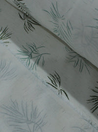 Tecido Linho Misto Camisaria Folhagem Verde e Cru