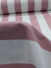 Tecido Linho Misto Macro Listras Rosé e Branco