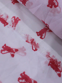 Tecido Crepe Chiffon Bulldog Rosa e Branco