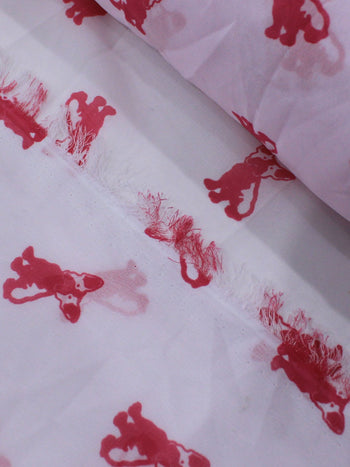 Tecido Crepe Chiffon Bulldog Rosa e Branco