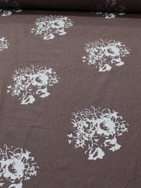 Tecido Jacquard Fino Flores Marrom