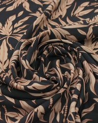 Tecido Viscose Folhagens Bege e Preto