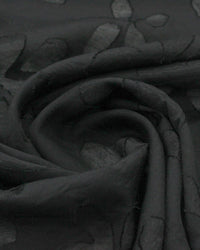 Tecido Crepe Flores Brocado Preto