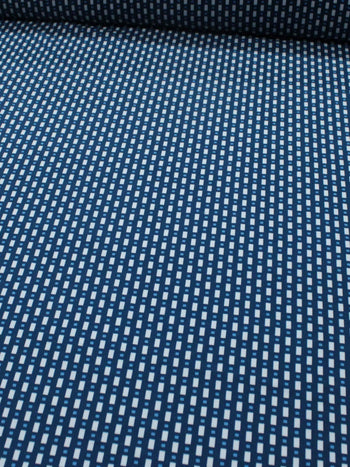 Tecido Viscose Estampa Geométrica Tons de Azul